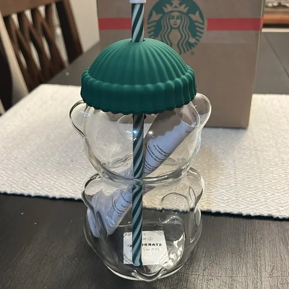 2025 Starbucks Bearista Glass cup with straw. **new** never used - Picture 2 of 5